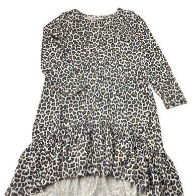 Girls Cotton On, leopard print cotton long sleeve dress, GUC, size 6, L: 56cm at front