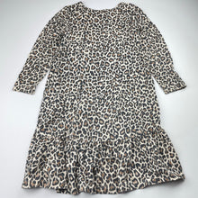 Load image into Gallery viewer, Girls Cotton On, leopard print cotton long sleeve dress, GUC, size 6, L: 56cm at front