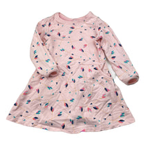 Load image into Gallery viewer, Girls pink, cotton long sleeve dress, no labels, armpit to armpit: 26.5cm, shoulder to cuff: 29.5cm, GUC, size 1-2, L: 44cm