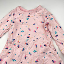 Load image into Gallery viewer, Girls pink, cotton long sleeve dress, no labels, armpit to armpit: 26.5cm, shoulder to cuff: 29.5cm, GUC, size 1-2, L: 44cm