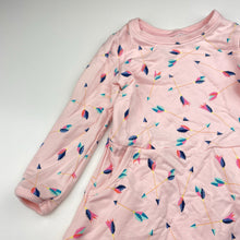 Load image into Gallery viewer, Girls pink, cotton long sleeve dress, no labels, armpit to armpit: 26.5cm, shoulder to cuff: 29.5cm, GUC, size 1-2, L: 44cm