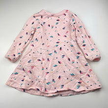Load image into Gallery viewer, Girls pink, cotton long sleeve dress, no labels, armpit to armpit: 26.5cm, shoulder to cuff: 29.5cm, GUC, size 1-2, L: 44cm