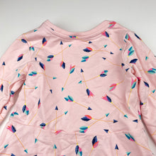 Load image into Gallery viewer, Girls pink, cotton long sleeve dress, no labels, armpit to armpit: 26.5cm, shoulder to cuff: 29.5cm, GUC, size 1-2, L: 44cm