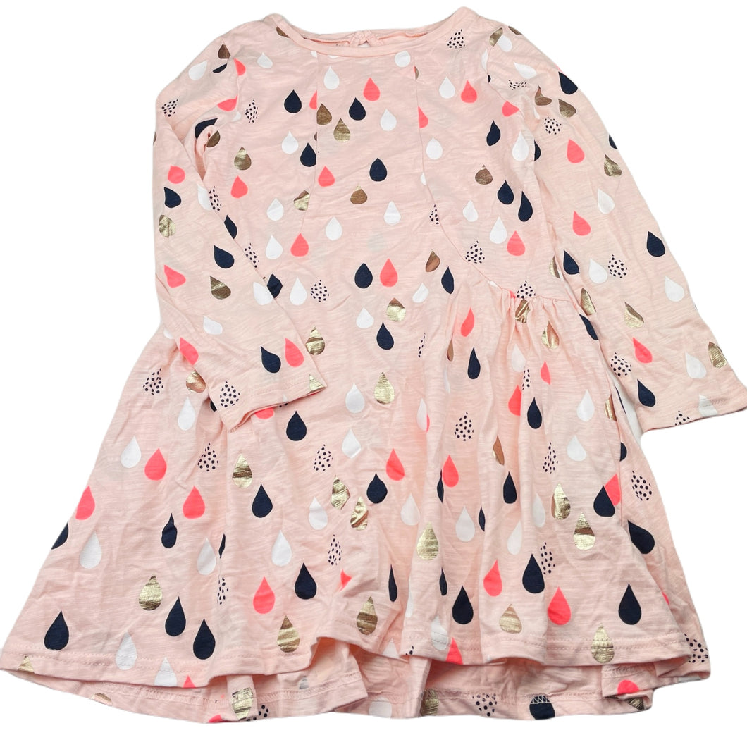 Girls Cotton On, cotton long sleeve dress, raindrops, EUC, size 8, L: 63cm at front