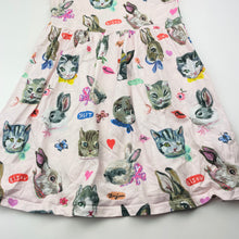 Load image into Gallery viewer, Girls H&amp;M, lightweight cotton dress, cats &amp; rabbits, FUC, size 7-8, L: 60cm