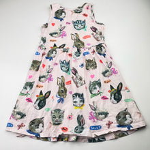 Load image into Gallery viewer, Girls H&amp;M, lightweight cotton dress, cats &amp; rabbits, FUC, size 7-8, L: 60cm