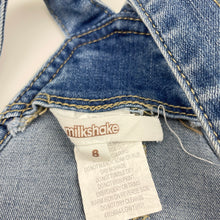 Load image into Gallery viewer, Girls Milkshake, stretch denim overalls / shortalls, GUC, size 8,  