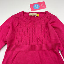 Load image into Gallery viewer, Girls Lily &amp; Dan, pink knitted cotton long sleeve dress, NEW, size 4, L: 50cm