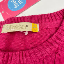 Load image into Gallery viewer, Girls Lily &amp; Dan, pink knitted cotton long sleeve dress, NEW, size 4, L: 50cm