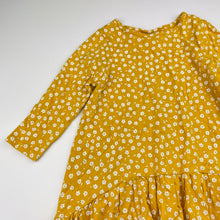 Load image into Gallery viewer, Girls Cotton On, yellow floral cotton long sleeve dress, EUC, size 2, L: 42cm at front