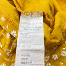 Load image into Gallery viewer, Girls Cotton On, yellow floral cotton long sleeve dress, EUC, size 2, L: 42cm at front