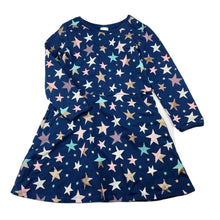 Load image into Gallery viewer, Girls Target, navy cotton long sleeve dress, stars, EUC, size 4, L: 52cm