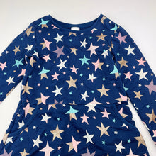 Load image into Gallery viewer, Girls Target, navy cotton long sleeve dress, stars, EUC, size 4, L: 52cm
