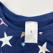 Load image into Gallery viewer, Girls Target, navy cotton long sleeve dress, stars, EUC, size 4, L: 52cm