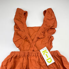 Load image into Gallery viewer, Girls KID, crinkle cotton overalls dress / pinafore, NEW, size 6, L: 65cm