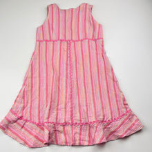 Load image into Gallery viewer, Girls striped, crinkle summer dress, no labels, armpit to armpit: 29cm, GUC, size 5, L: 55cm at front