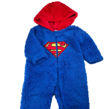 Load image into Gallery viewer, Boys DC Comics, Superman fleece zip coverall / romper, GUC, size 0,  