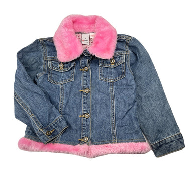 Girls Target, vintage denim jacket, detachable faux fur collar, GUC, size 5,  