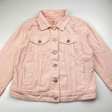 Load image into Gallery viewer, Girls H&amp;M, pink distressed denim jacket, EUC, size 11,  