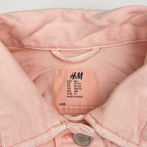 Girls H&M, pink distressed denim jacket, EUC, size 11,  