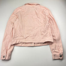 Load image into Gallery viewer, Girls H&amp;M, pink distressed denim jacket, EUC, size 11,  