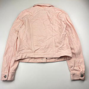 Girls H&M, pink distressed denim jacket, EUC, size 11,  