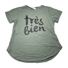 Load image into Gallery viewer, Girls DECJUBA KIDS, embellished khaki cotton t-shirt / top, GUC, size 8-9,  