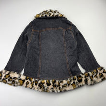 Load image into Gallery viewer, Girls Barbie, vintage faux fur trim stretch denim jacket, GUC, size 4,  