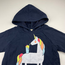 Load image into Gallery viewer, Girls Cotton On, navy fleece lined hoodie sweater, unicorn, EUC, size 5,  