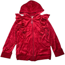 Load image into Gallery viewer, Girls Cat &amp; Jack, red velour zip hoodie sweater, NEW, size 4-5,  