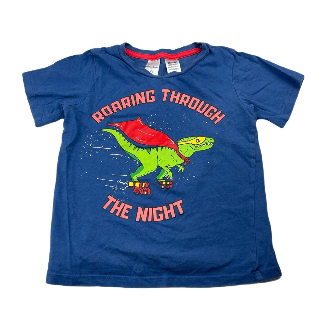 Boys Brilliant Basics, cotton pyjama t-shirt / top, dinosaur, GUC, size 6,  