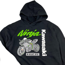 Load image into Gallery viewer, Boys Kawasaki, fleece lined hoodie sweater, motorbike, GUC, size 12,  