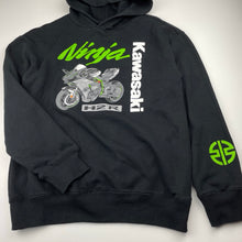Load image into Gallery viewer, Boys Kawasaki, fleece lined hoodie sweater, motorbike, GUC, size 12,  
