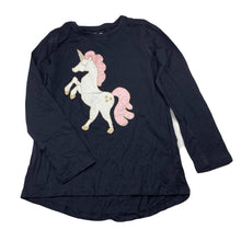Load image into Gallery viewer, Girls Cotton On, navy cotton long sleeve tee / top, unicorn, FUC, size 8,  