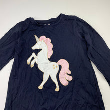 Load image into Gallery viewer, Girls Cotton On, navy cotton long sleeve tee / top, unicorn, FUC, size 8,  