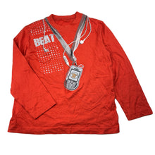Load image into Gallery viewer, Boys Bossini, orange cotton long sleeve tee / top, no size, armpit to armpit: 38cm, shoulder to cuff: 42cm, GUC, size 6-7,  