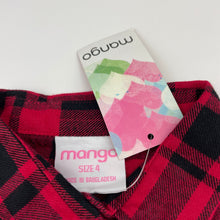 Load image into Gallery viewer, Girls Mango, checked cotton long sleeve shirt, NEW, size 4,  