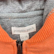 Load image into Gallery viewer, unisex Pumpkin Patch, orange fleece lined zip hoodie sweater, EUC, size 1,  