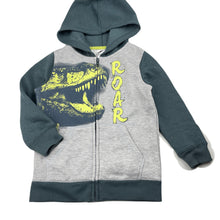 Load image into Gallery viewer, Boys H&amp;T, fleece lined zip hoodie sweater, dinosaur, EUC, size 5,  