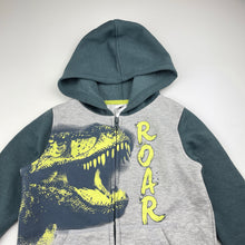 Load image into Gallery viewer, Boys H&amp;T, fleece lined zip hoodie sweater, dinosaur, EUC, size 5,  