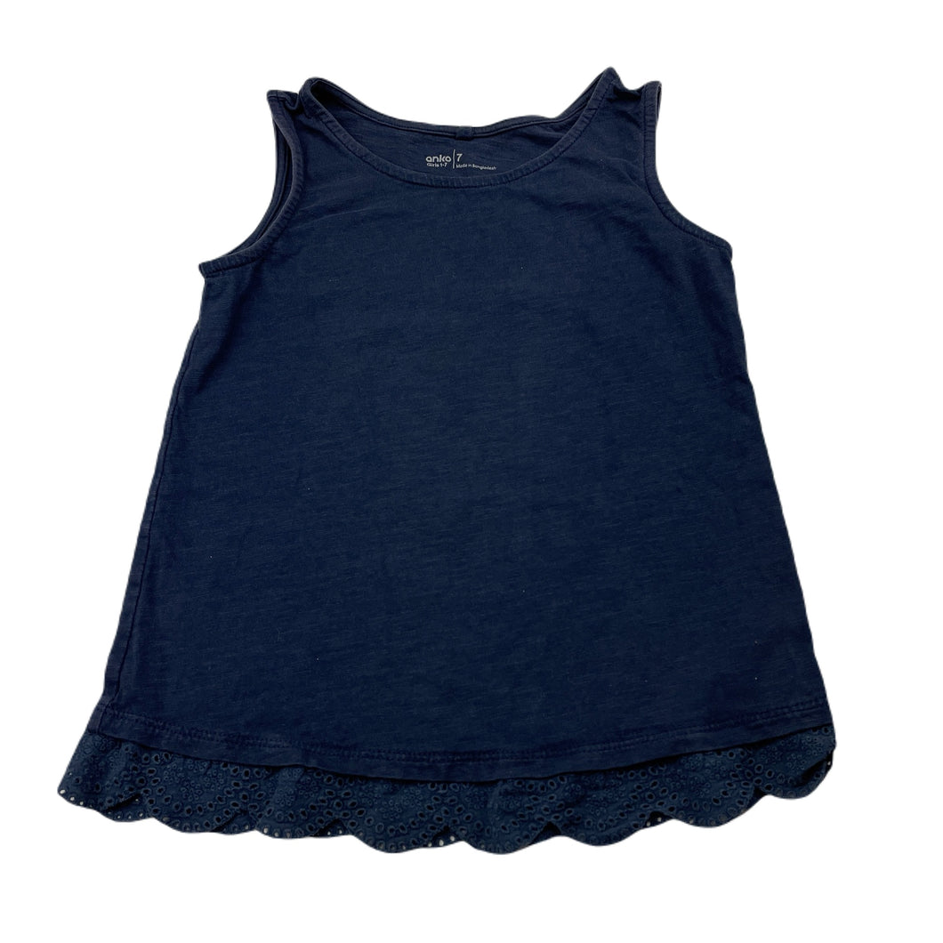 Girls Anko, blue cotton summer top, FUC, size 7,  