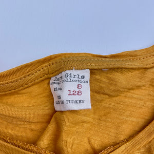 Girls Zara, embellished cotton long sleeve tee / top, EUC, size 8,  