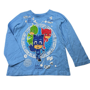 unisex PJ Masks, cotton long sleeve tee / top, EUC, size 4,  
