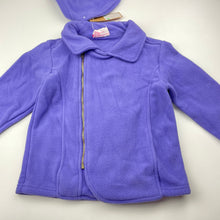 Load image into Gallery viewer, Girls Mango, purple fleece jacket + hat, NEW, size 4,  