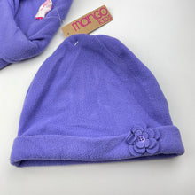 Load image into Gallery viewer, Girls Mango, purple fleece jacket + hat, NEW, size 4,  