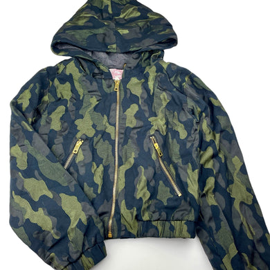 Girls Gum, black & khaki lightweight hooded jacket, EUC, size 10,  