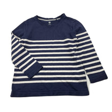 Load image into Gallery viewer, Girls Uniqlo, navy stripe cotton long sleeve top, wash fade, FUC, size 3-4,  