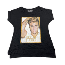 Load image into Gallery viewer, Girls JUSTIN BIEBER, black cotton t-shirt / top, EUC, size 8,  