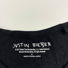 Load image into Gallery viewer, Girls JUSTIN BIEBER, black cotton t-shirt / top, EUC, size 8,  