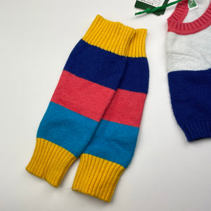 Girls Blue Fox, soft feel knit short sleeve sweater (L: 47cm) + leg warmers, NEW, size 3-4,  